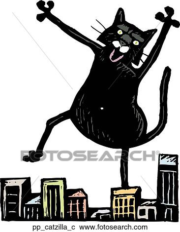 Catzilla View Large Clip Art Graphic Clipart - Catzilla. Fotosearch