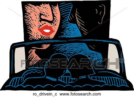 Drive-In View Large Clip Art Graphic Clipart - Drive-In. Fotosearch