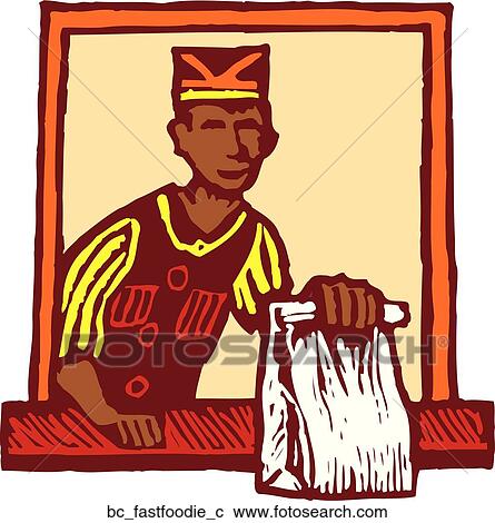 Fastfood Worker View Large Clip Art Graphic Clipart - Fastfood Worker. Fotosearch