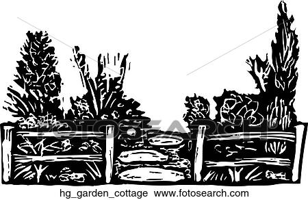 Garden - Cottage View Large Clip Art Graphic Clipart - Garden - Cottage. Fotosearch