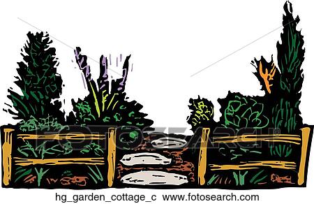 Garden - Cottage View Large Clip Art Graphic Clipart - Garden - Cottage. Fotosearch