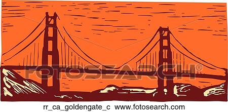 Clipart - golden gate. Fotosearch