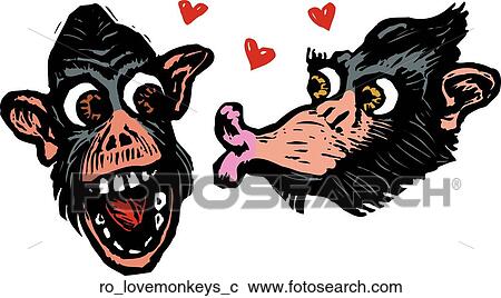 Clipart - Love Monkeys. Fotosearch