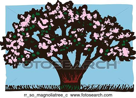 magnolia tree View Large Clip Art Graphic Clipart - magnolia tree. Fotosearch