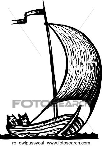 Clip Art - Owl and the Pussycat. Fotosearch