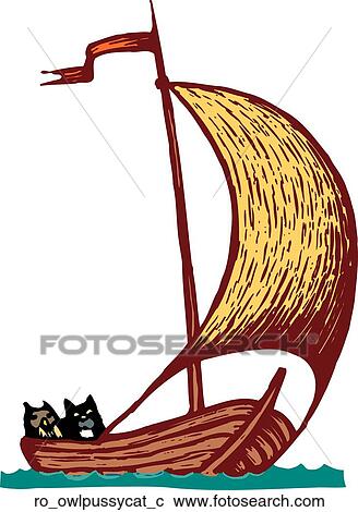 Clipart - Owl and the Pussycat. Fotosearch