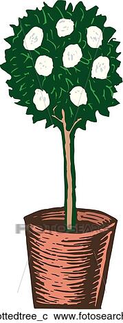 Potted Tree View Large Clip Art Graphic Clipart - Potted Tree. Fotosearch
