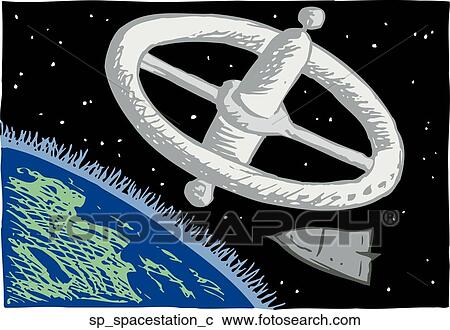 Space Station View Large Clip Art Graphic Clipart - Space Station. Fotosearch
