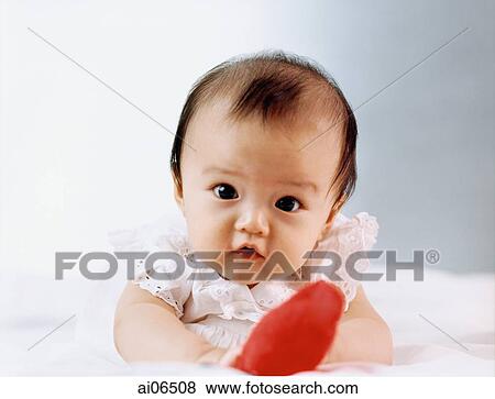 Baby girl, 3 to 6 months. View Large Photo Image Stock Photo - Baby girl, 3 to 6 months.. Fotosearch