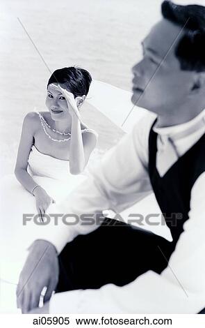 Bride and groom at beach View Large Photo Image Stock Photography - Bride and groom at beach. Fotosearch