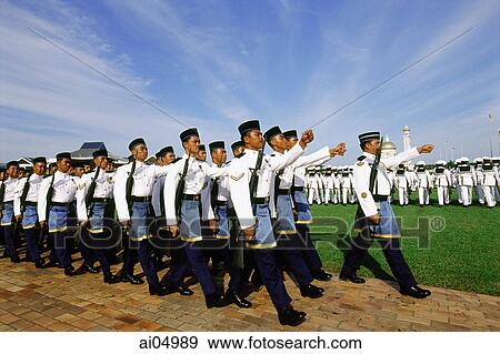 Brunei, Air force airmen march during Sultan Hassanal Bolkiah's birthday celebrations. View Large Photo Image Stock Photo - Brunei, Air force airmen march during Sultan Hassanal Bolkiah's birthday celebrations.. Fotosearch