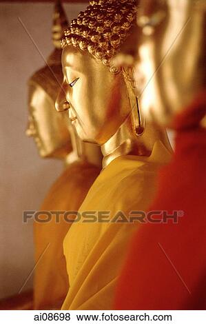 Buddha statues in a row, sideview View Large Photo Image Stock Photo - Buddha statues in a row, sideview. Fotosearch