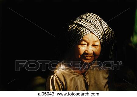 Cambodia, an elderly Cham Muslim woman, portrait. View Large Photo Image Stock Image - Cambodia, an elderly Cham Muslim woman, portrait.. Fotosearch