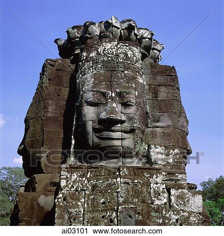 Cambodia, Angkor Thom, Face towers, the Bayon View Large Photo Image Stock Image - Cambodia, Angkor Thom, Face towers, the Bayon. Fotosearch