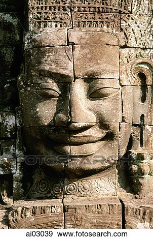 Stock Photo - Cambodia, Angkor Thom, the face of Avalokitecvera. Fotosearch