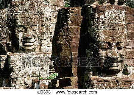 Cambodia, Angkor Thom, The faces of Avalokitecvara, the Bayon View Large Photo Image Stock Image - Cambodia, Angkor Thom, The faces of Avalokitecvara, the Bayon. Fotosearch