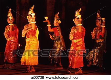 Cambodia, Angkor, Traditional Khmer dance at Preah Khan Temple View Large Photo Image Stock Photo - Cambodia, Angkor, Traditional Khmer dance at Preah Khan Temple. Fotosearch