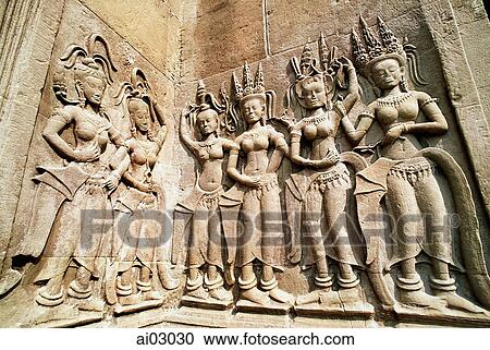 Cambodia, Angkor Wat, Apsaras View Large Photo Image Stock Image - Cambodia, Angkor Wat, Apsaras. Fotosearch