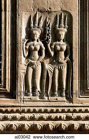 Cambodia, Angkor Wat, Bas-relief of Apsara View Large Photo Image Stock Image - Cambodia, Angkor Wat, Bas-relief of Apsara. Fotosearch