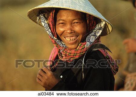 Cambodia, Local woman smiling, portrait View Large Photo Image Picture - Cambodia, Local woman smiling, portrait. Fotosearch