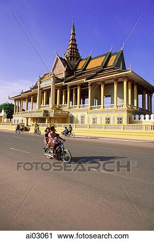 Cambodia, Phnom Penh, light traffic in front of Chan Chaya Pavilion, Royal Palace View Large Photo Image Stock Image - Cambodia, Phnom Penh, light traffic in front of Chan Chaya Pavilion, Royal Palace. Fotosearch