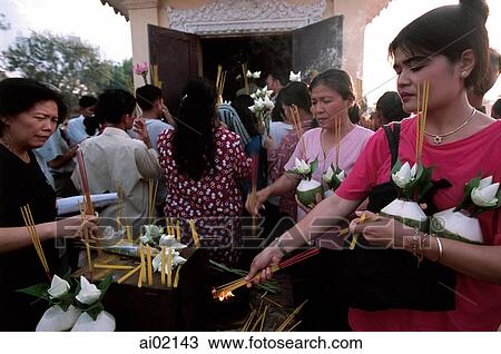 Cambodia, Phnom Penh, Mekong River, worshippers offer burnt incense. View Large Photo Image Stock Image - Cambodia, Phnom Penh, Mekong River, worshippers offer burnt incense.. Fotosearch