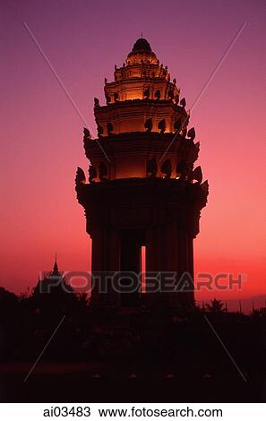 Cambodia, Phnom Penh, Mixay Monument at sunset View Large Photo Image Stock Image - Cambodia, Phnom Penh, Mixay Monument at sunset. Fotosearch