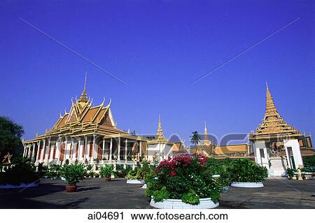 Cambodia, Phnom Penh, Royal Palace View Large Photo Image Stock Image - Cambodia, Phnom Penh, Royal Palace. Fotosearch
