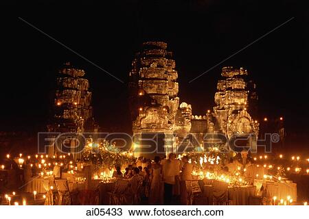 Cambodia, Siem Reap, Dinner party at Preah Khan temple ruins View Large Photo Image Stock Image - Cambodia, Siem Reap, Dinner party at Preah Khan temple ruins. Fotosearch