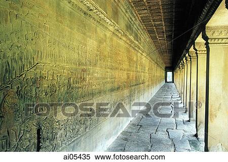 Cambodia, Siem Reap, Long hallway in Angkor View Large Photo Image Stock Photography - Cambodia, Siem Reap, Long hallway in Angkor. Fotosearch