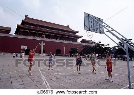 China, Beijing, basketball court next to Forbidden City View Large Photo Image Stock Photograph - China, Beijing, basketball court next to Forbidden City. Fotosearch