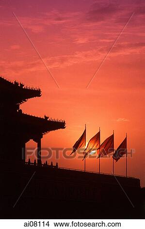 China, Beijing, Tiananmen Square at dusk. View Large Photo Image Picture - China, Beijing, Tiananmen Square at dusk.. Fotosearch