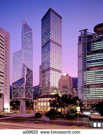 China, Hong Kong, Central Banking District at dusk View Large Photo Image Stock Image - China, Hong Kong, Central Banking District at dusk. Fotosearch