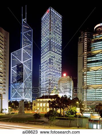 China, Hong Kong, Central Banking District at night. View Large Photo Image Stock Image - China, Hong Kong, Central Banking District at night.. Fotosearch