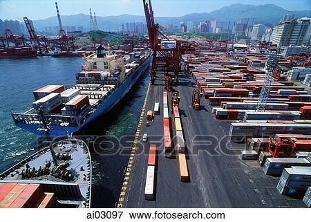 China, Hong Kong, Container port View Large Photo Image Stock Photo - China, Hong Kong, Container port. Fotosearch