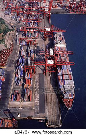 China, Hong Kong, Kwai Chung, Container Terminal View Large Photo Image Stock Photo - China, Hong Kong, Kwai Chung, Container Terminal. Fotosearch
