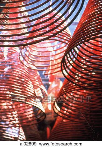 China, Hong Kong, Mid-levels, Hollywood Road, Man Mo Temple, incense coils View Large Photo Image Stock Photo - China, Hong Kong, Mid-levels, Hollywood Road, Man Mo Temple, incense coils. Fotosearch