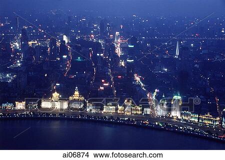 China, Shanghai, aerial view of the Bund View Large Photo Image Picture - China, Shanghai, aerial view of the Bund. Fotosearch