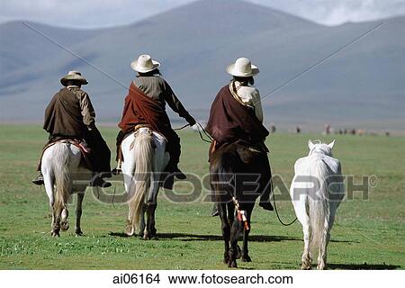 China, Szechuan (Sichuan), Kham region, Summer nomad festival, horsemen on grassland. View Large Photo Image Picture - China, Szechuan (Sichuan), Kham region, Summer nomad festival, horsemen on grassland.. Fotosearch