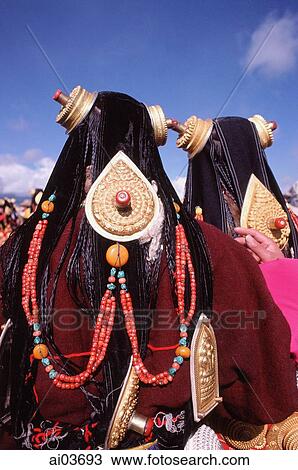 China, Szechuan (Sichuan), Kham region, Khampa women in full traditional costume at one of the festivals. View Large Photo Image Stock Image - China, Szechuan (Sichuan), Kham region, Khampa women in full traditional costume at one of the festivals.. Fotosearch