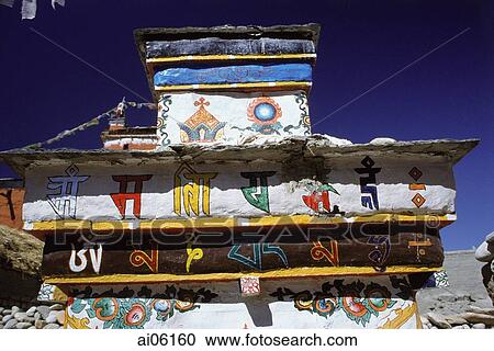 China, Szechuan (Sichuan), Kham region, Tibetan Buddhist Chorten decorated with Buddhist symbols. View Large Photo Image Stock Image - China, Szechuan (Sichuan), Kham region, Tibetan Buddhist Chorten decorated with Buddhist symbols.. Fotosearch