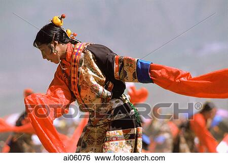 China, Szechuan (Sichuan), Kham region, Tibetan dancer performing at festival. View Large Photo Image Stock Photograph - China, Szechuan (Sichuan), Kham region, Tibetan dancer performing at festival.. Fotosearch