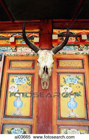 China, Szechuan (Sichuan), Kham region, painted Tibetan door. View Large Photo Image Stock Photography - China, Szechuan (Sichuan), Kham region, painted Tibetan door.. Fotosearch