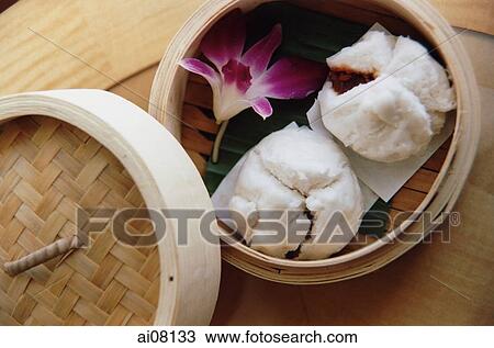 Chinese steamed char siew buns. View Large Photo Image Stock Image - Chinese steamed char siew buns.. Fotosearch
