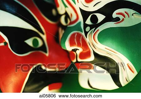 Close-up of Chinese masks View Large Photo Image Stock Photograph - Close-up of Chinese masks. Fotosearch