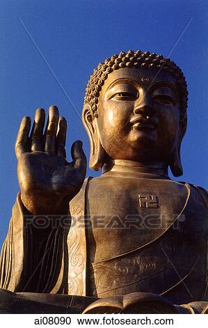 Hong Kong, Buddha Lantau Island, Statue of Buddha with palm extended. View Large Photo Image Stock Image - Hong Kong, Buddha Lantau Island, Statue of Buddha with palm extended.. Fotosearch
