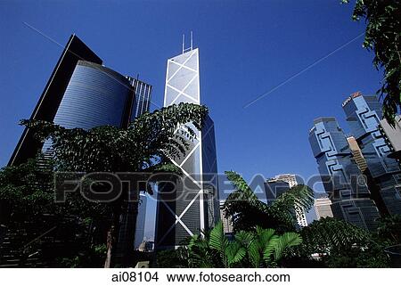 Hong Kong, Financial district featuring Bank of China building. View Large Photo Image Picture - Hong Kong, Financial district featuring Bank of China building.. Fotosearch