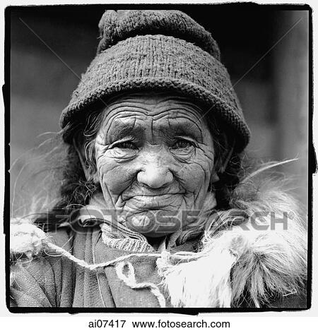 India, Ladakh, Leh, Portrait of elderly lady. View Large Photo Image Stock Photo - India, Ladakh, Leh, Portrait of elderly lady.. Fotosearch