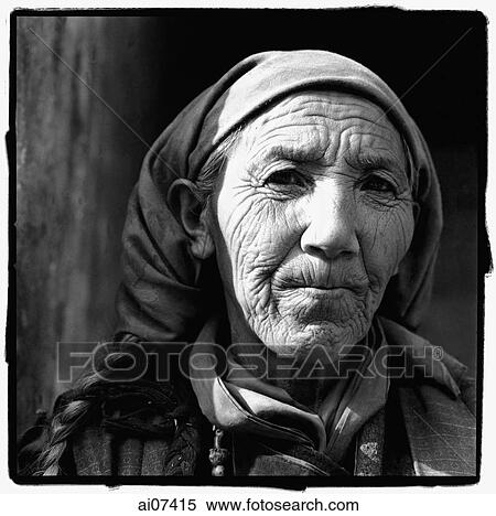 India, Ladakh, Leh, Portrait of elderly lady with head scarf. View Large Photo Image Stock Photography - India, Ladakh, Leh, Portrait of elderly lady with head scarf.. Fotosearch
