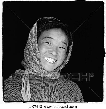 India, Ladakh, Portrait of young girl smiling. View Large Photo Image Stock Photo - India, Ladakh, Portrait of young girl smiling.. Fotosearch